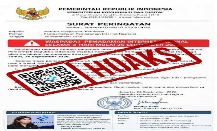 Komdigi Bantah Pemadaman Internet Nasional 25-27 September 2026